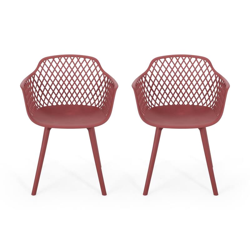 Poppy Outdoor Modern Dining Chair (Set of 2) by Christopher Knight Home - Red