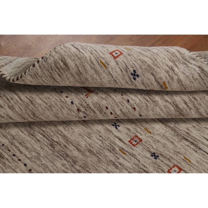 Hand Knotted Oriental 100% Wool Carpet Tribal Animal Pictorial Beige & Ivories Gabbeh Area Rug - 5' 9'' X 3' 11''