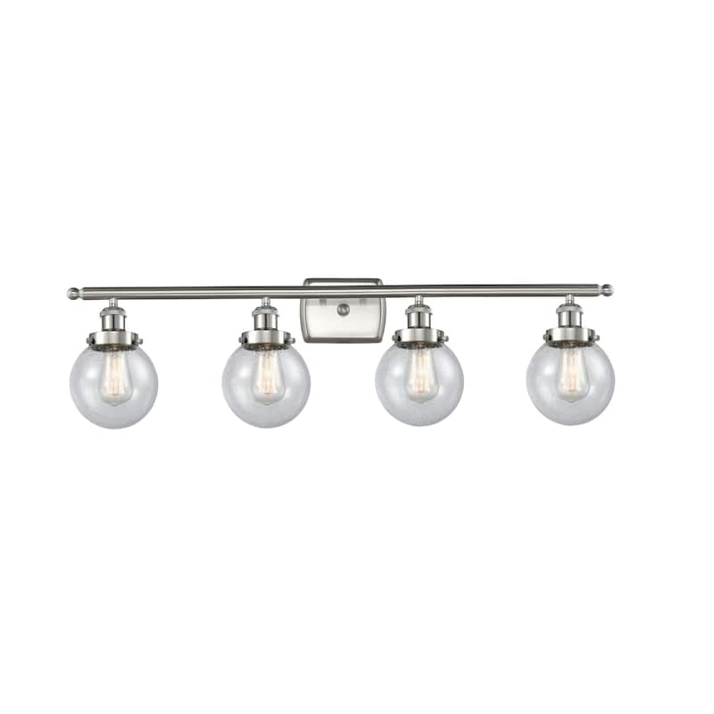 Innovations Lighting 916-4W-11-36 Beacon Vanity Beacon 4 Light 36" - Brushed Satin Nickel / Seedy