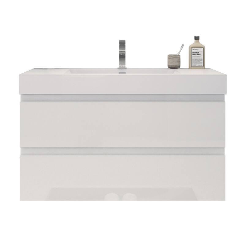 Baillie 42'' Wall-Mounted Vanity with Reinforced Acrylic Sink - 42''Width - High Gloss White