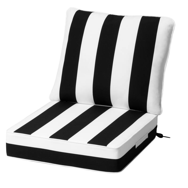 24''Wx24''Dx5.5''in T Outdoor Indoor Patio Premium Fabric Seat Cushions Set (Seat & Back) - 1PC - Black&White