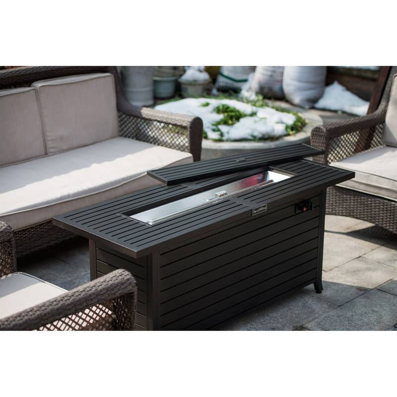 57in Outdoor Gas Propane Fire Pits Table, Aluminum, 50000BTU Firepit ...