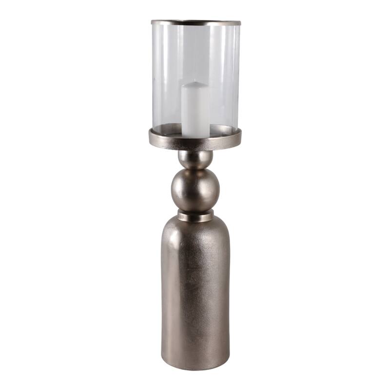 Aluminum Glass Floor Candle Holder Elegant Removable Hurricane