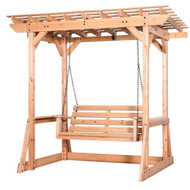 Backyard Discovery Callahan 8'x5' Cedar Wood Patio Pergola Swing - 8'2" x 5'5" - Brown - 8'2" x 5'5"