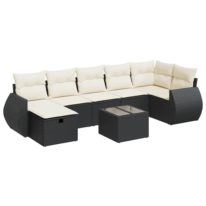 vidaXL Garden Sofa Set Beige/Black/Brown/Grey