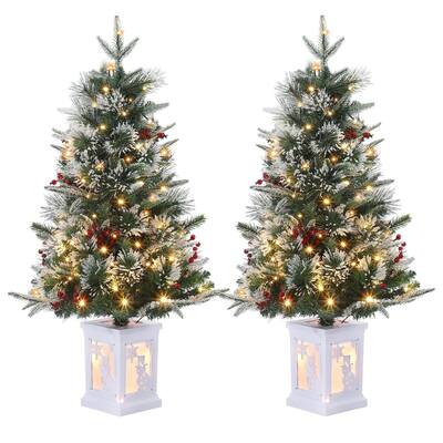 3ft Christmas Tree Pre-Lit Artificial Christmas Tree with Snowflake Base
