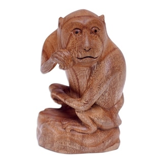 Novica Handmade Dreaming Monkey Wood Sculpture - Bed Bath & Beyond ...