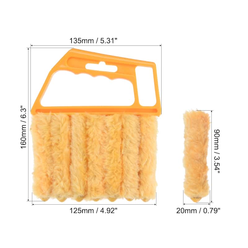 2Pcs Window Blind Hand-held 7 Finger Shutters Brush Tool Yellow