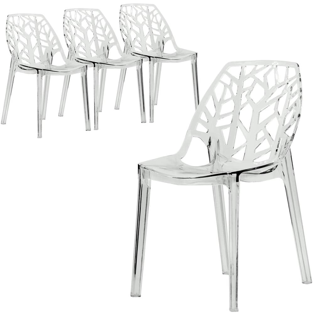 Cornelia Modern Stackable Dining Chair with Cut-out Design Accent Side Chair for Dining rooms, Patios, or Kitchens (Set of 4)