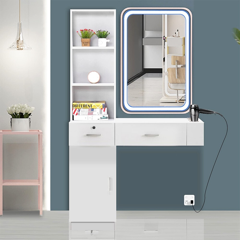 Wall mounted dressing store table with drawers