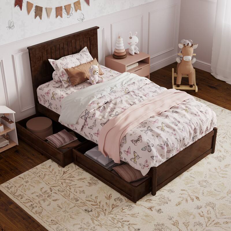 Malta Platform Bed with Panel Footboard and Storage Drawers