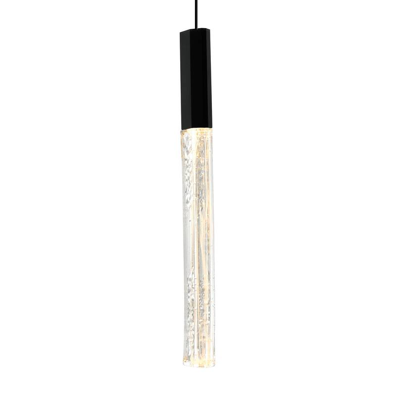 Greta Integrated LED 5in Black Mini Pendant with Handcrafted Glass