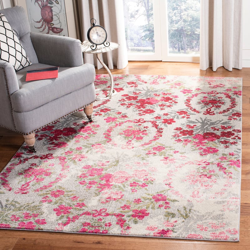 SAFAVIEH Monaco Ekea Floral Rug - 5'1" x 7'7" - Ivory/Pink