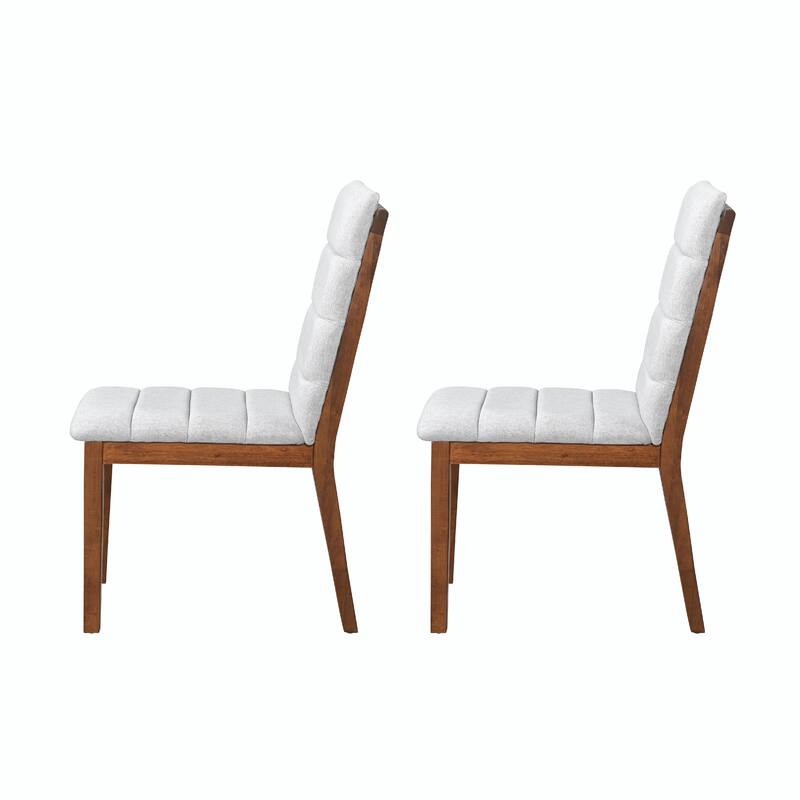 Comfy Tufted Chairs Set of 2 - Walnut Finish & High-Density Foam
