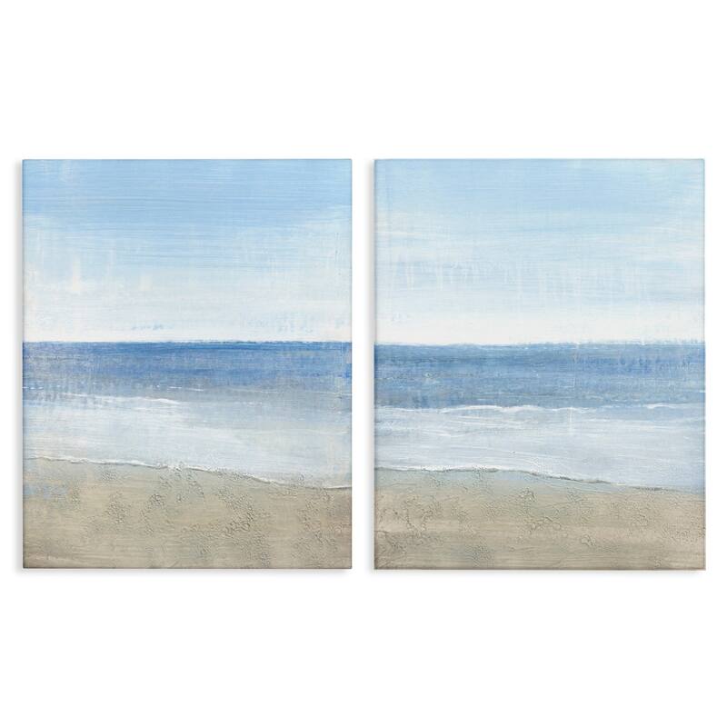 Stupell Coastal Seafoam Beach Waves Soft Tide Landscape, 2pc Multi Piece Canvas Wall Art Set - Beige - 16 x 20