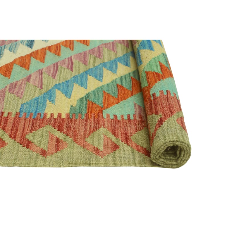 Noori Rug Sangat Flatweave Boran Brown/Lt. Green Rug - 4'0" x 6'0"
