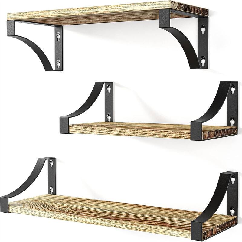 Wall Shelves Set of 3 - 16.4"D x 5.9"W x 0.7"H - Wood