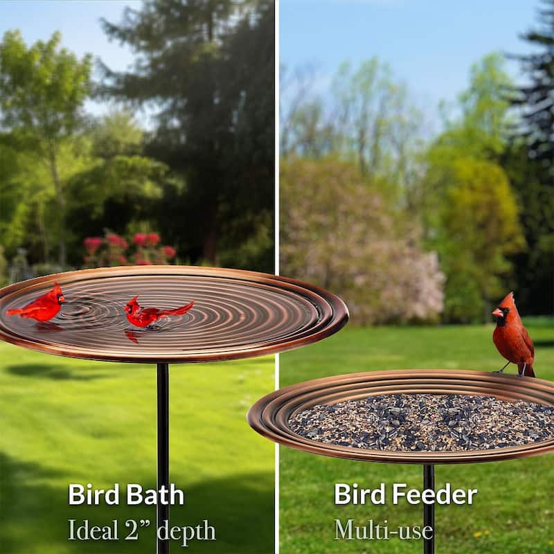 20" Bronze Ripples Bird Bath with Garden Pole