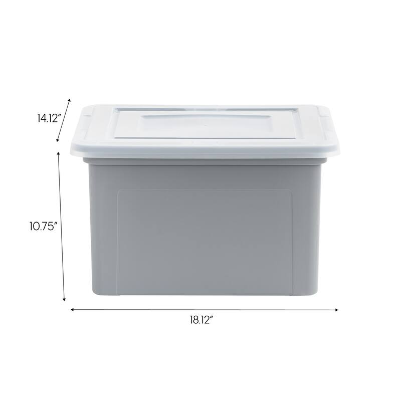 IRIS USA® File Boxes 35 Qt Buckle Lid - Gray - Set of 3