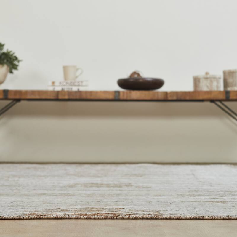 Urban Distress Abstract Brown Handmade Area Rug