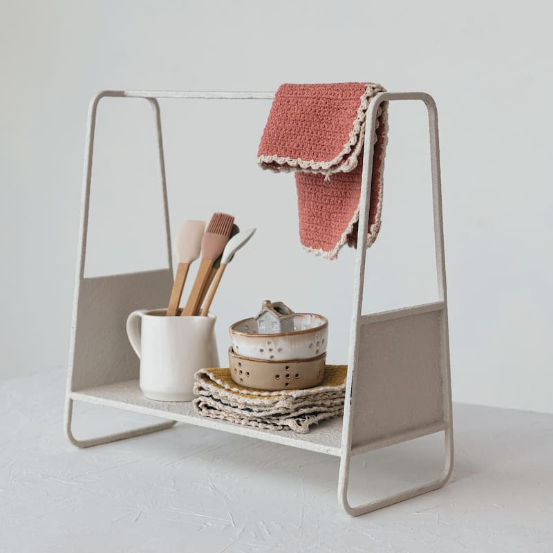 Textured Metal Storage Rack - Cream