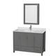 Option Dark Gray, White Carrara Marble Top, Chrome Trim