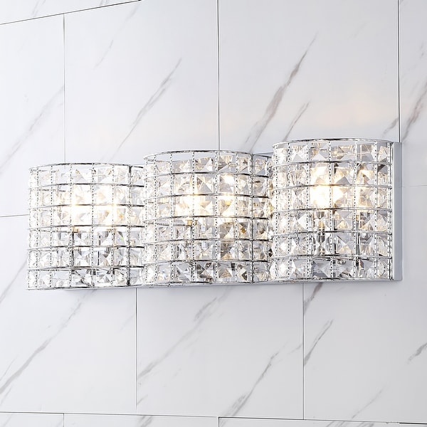 Clara Deco Metal/Crystal Glam LED Vanity Light, Chrome by JONATHAN Y. Opens flyout.