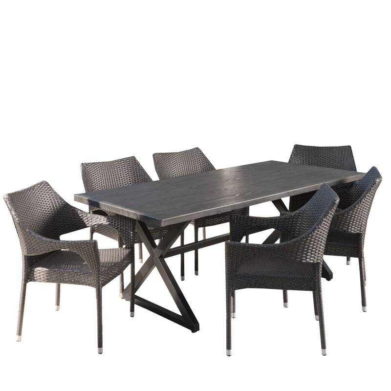 Grayson PE Wicker/ Aluminum/ Iron Outdoor 7-piece Dining Set by Christopher Knight Home