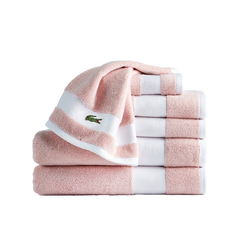 Lacoste Sport Stripe Supima Cotton 6-Piece Towel Set - Light Pink