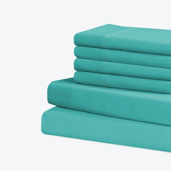 Swift Home Smart Sheets 4-teiliges Bettlaken-Set – Gebürstete Mikrofaser, Mit Aufbewahrungstaschen, Blauer Nebel, Kingsize