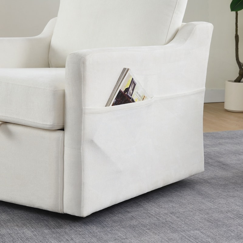 Swivel Arm Chair with Soft Chenille Fabric