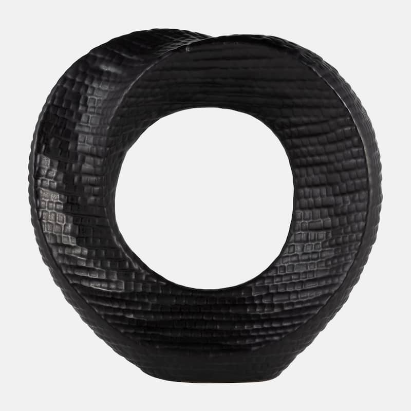Textured Ring Ceramic Tabletop Decoration - 8" - Black