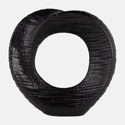 Textured Ring Ceramic Tabletop Decoration - 8" - Black