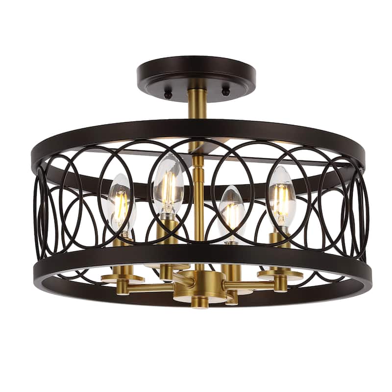 Soka 15.5" Metal LED Semi-Flush Mount, Oil Rubbed Bronze by JONATHAN Y