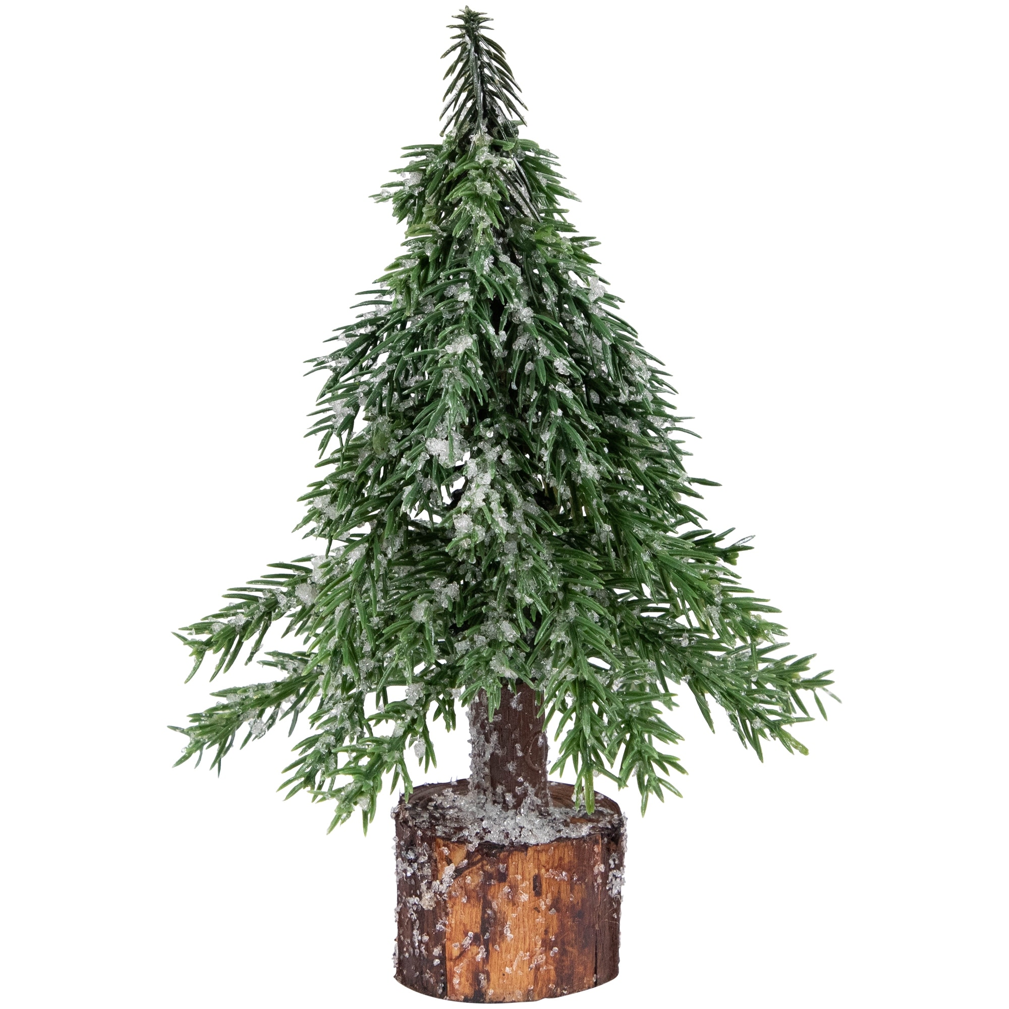 Frosted Icy Pine Tree with Log Base Christmas Decoration - 7.5"