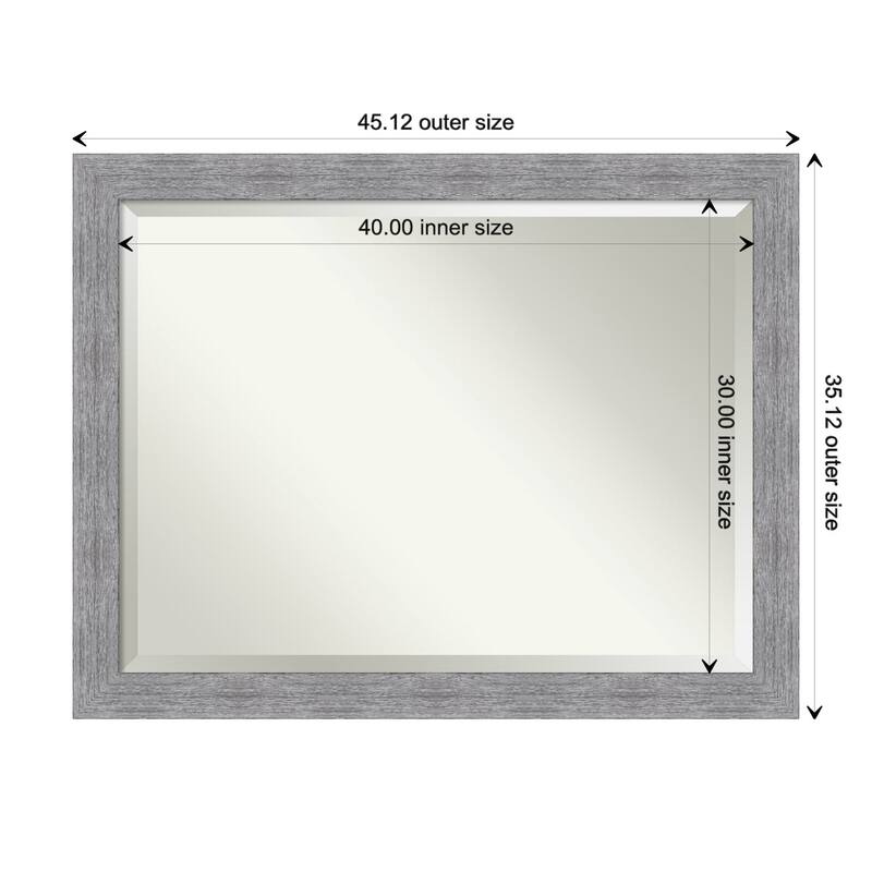 Beveled Wall Mirror - Bark Rustic Char Frame - 45 x 35-inch - Bark Rustic Grey