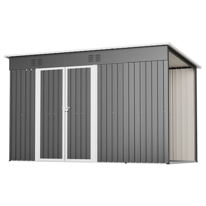 GDFStudio - Lucas All-Weather Outdoor Heavy Duty Metal Storage Shed with Robust Construction and Easy Assembly