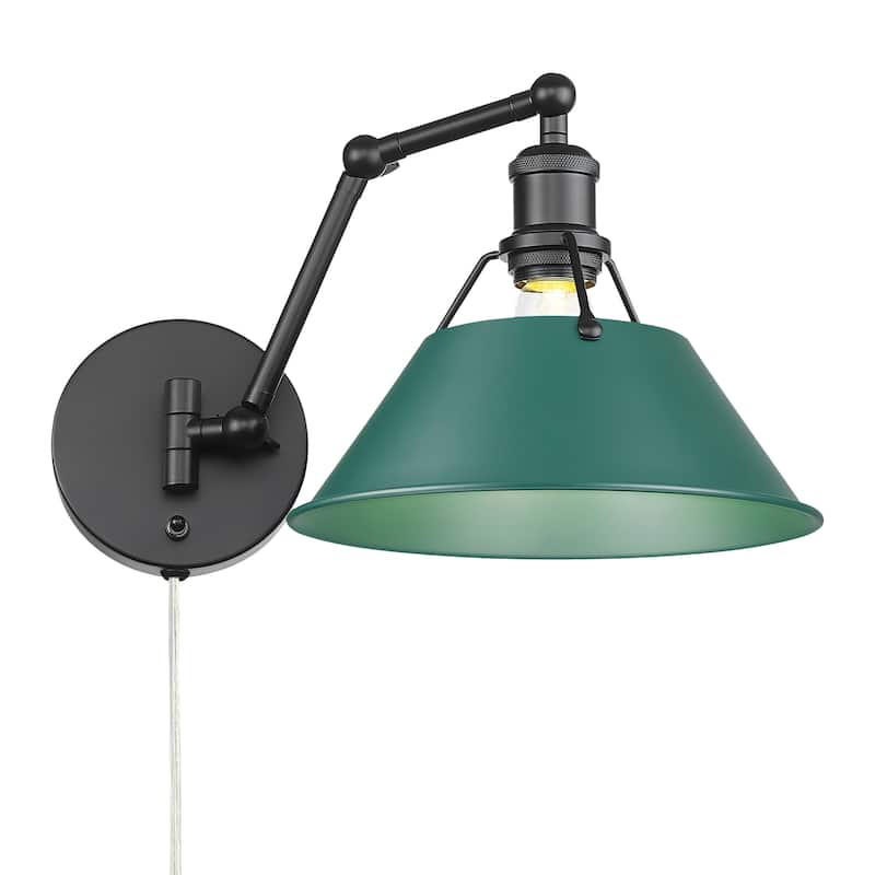 Yep by Golden Lighting Orwell 1-light Swing Arm Wall Lamp in Matte Black and Pine Green shade - 1 Light Articulating Wall Sconce
