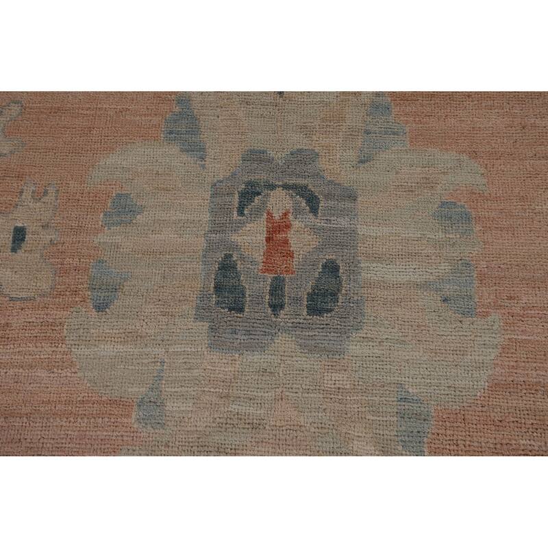 Oushak Turkish Area Rug Handmade Pink Vegetable Dye Wool Carpet - 9'2"x 11'8"