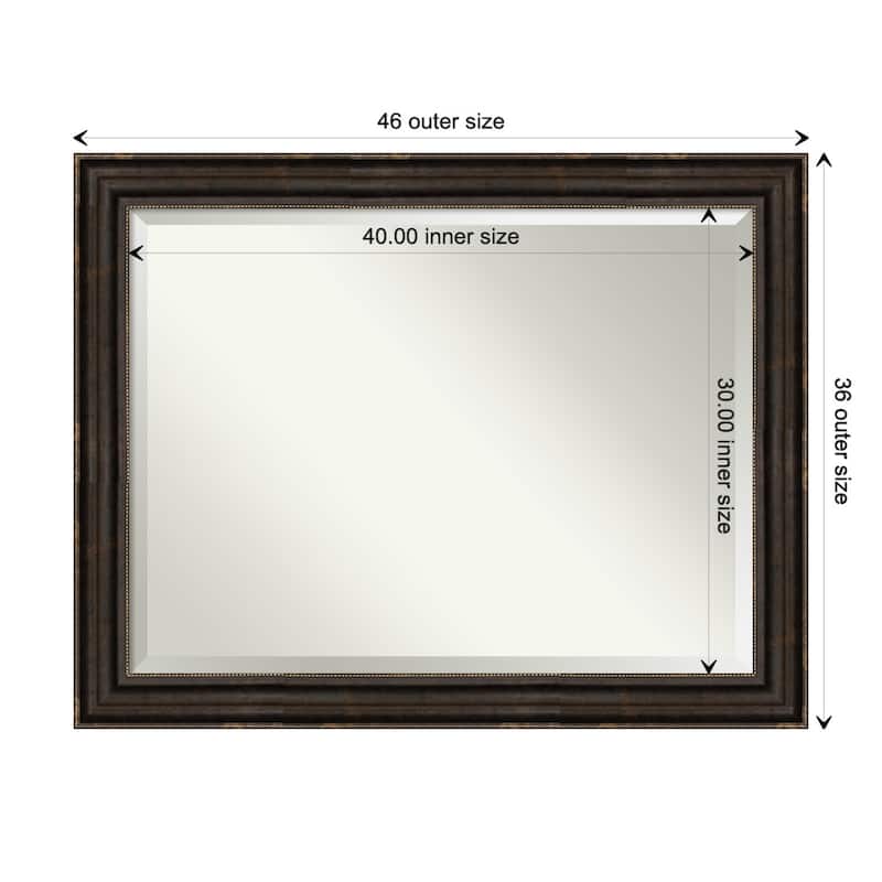 Beveled Bathroom Wall Mirror - Stately Bronze Frame - Stately Bronze - 46 x 36 in
