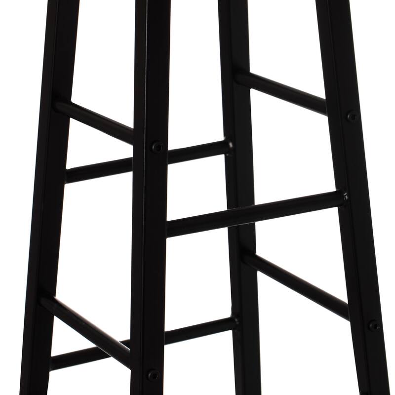 Wooden Rustic Round Bar Stool with Footrest for Indoor and Outdoor