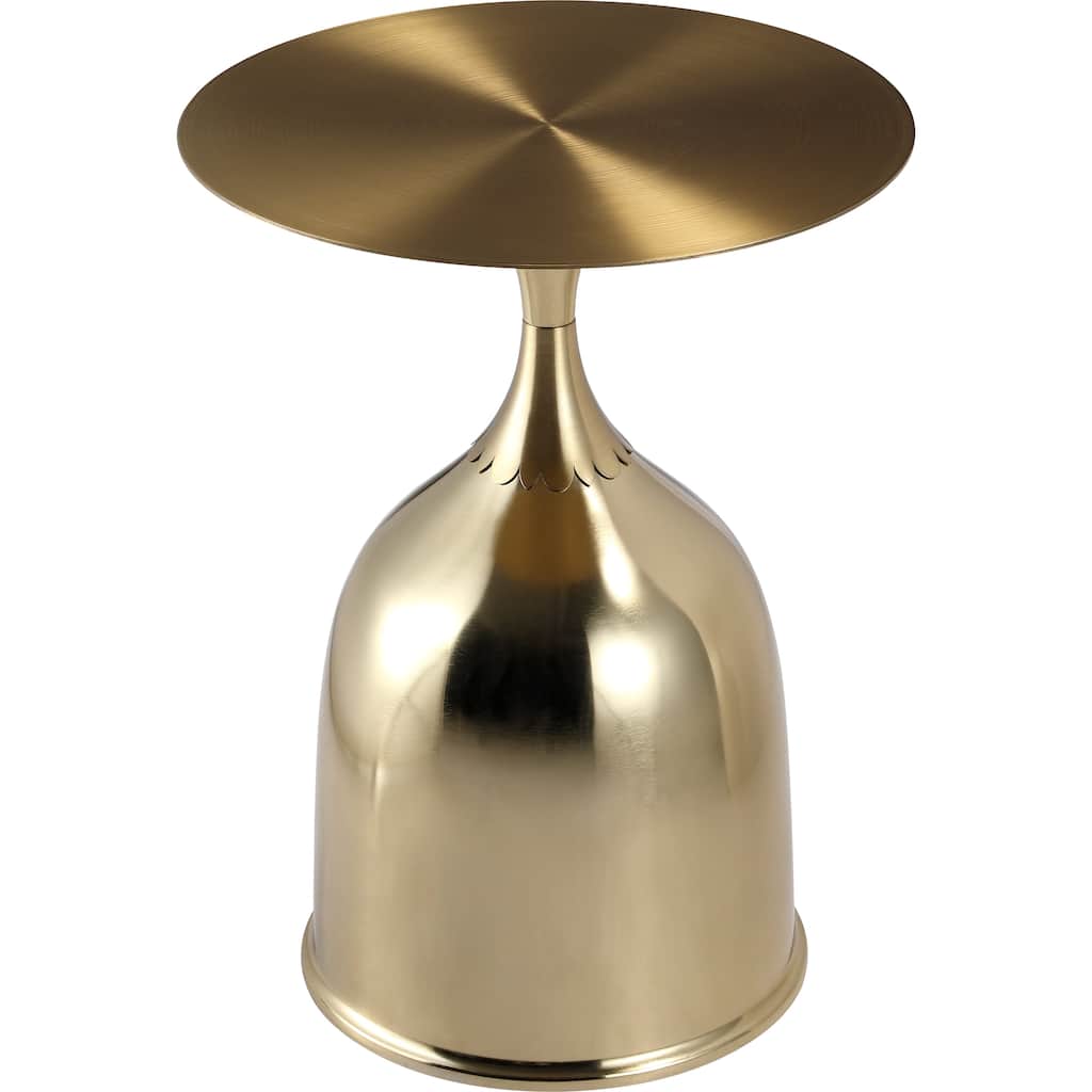 Leisuremod Oslo Side Table Round Stainless Steel Top and Pedestal Base