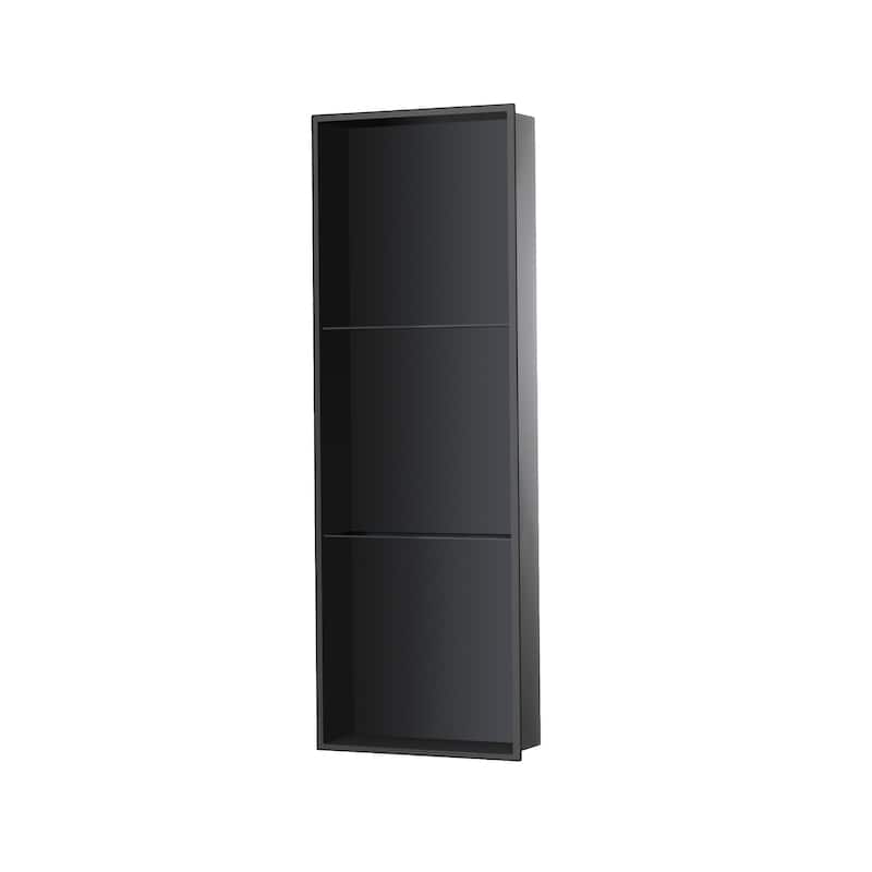 18 Gauge Stainless Steel Black/White Cream Layered Rectangular Recessed Shower Niche - 36"x12.6"