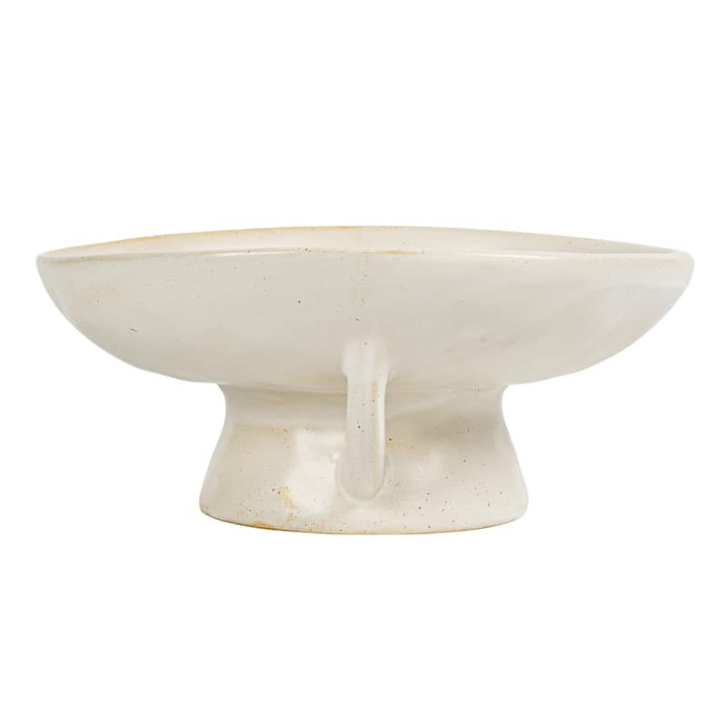 Stoneware Footed Pedestal Bowl with Handles