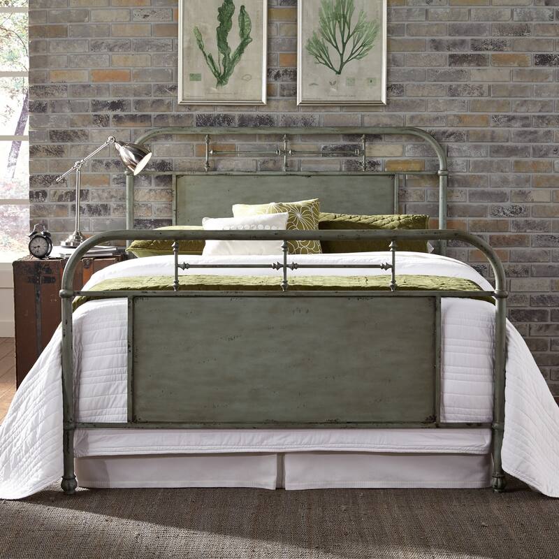 Vintage Series Distressed Metal King Metal Bed