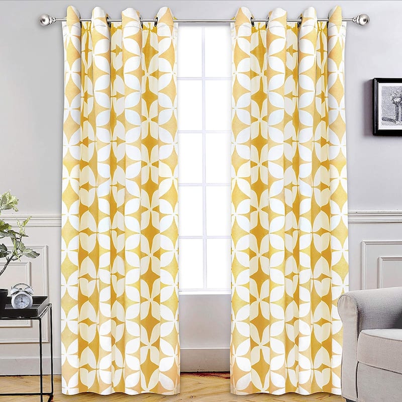 DriftAway Amelia Geo Thermal Insulated Blackout Curtain Panel Pair