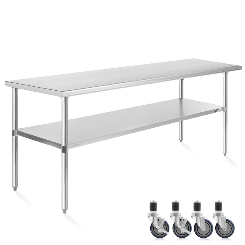 30 x 60in NSF Commercial Stainless Steel Prep and Work Table w Wheels - 30" x 60" - Silver
