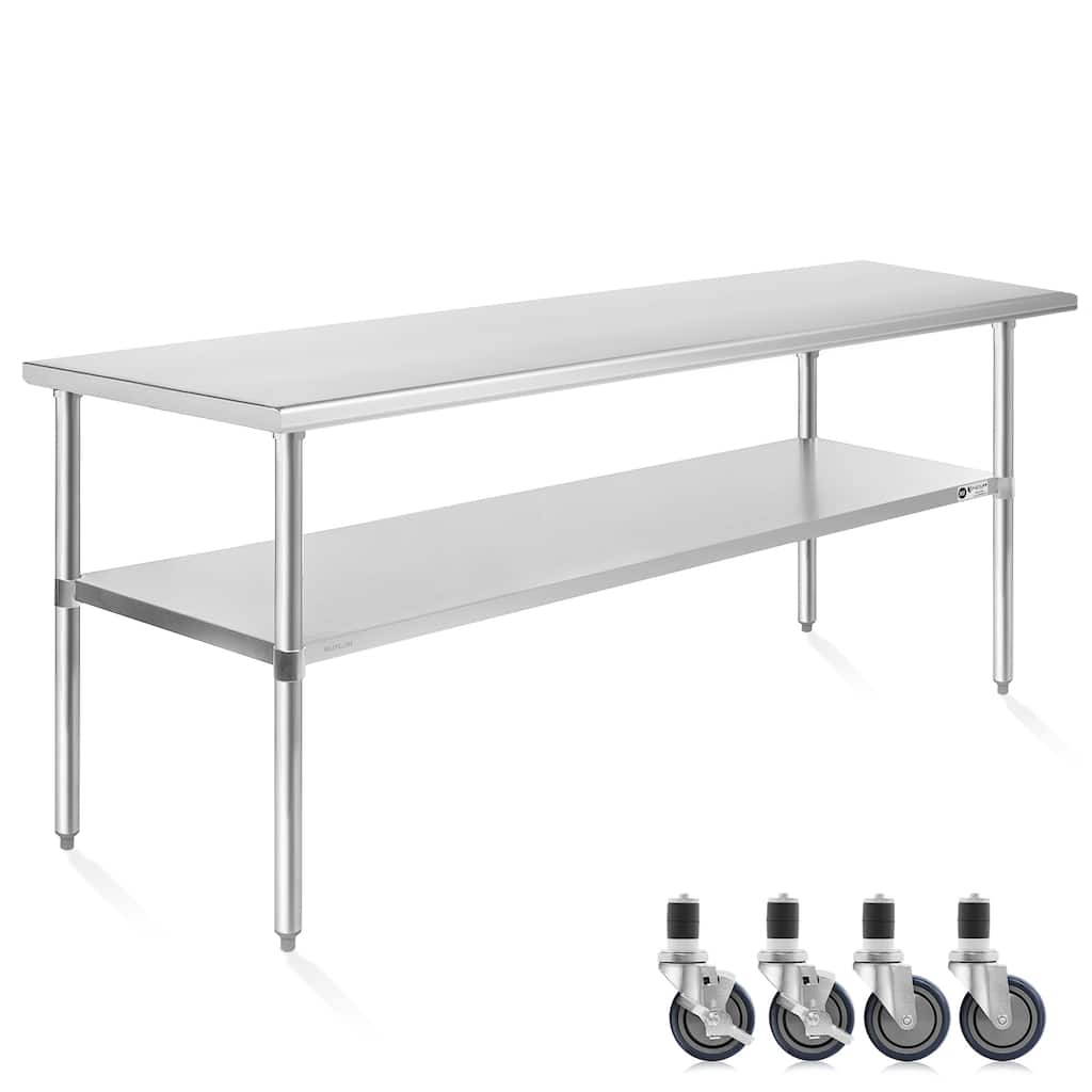 30 x 60in NSF Commercial Stainless Steel Prep and Work Table w Wheels - 30" x 60"