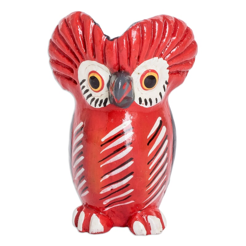 Novica Handmade Vibrant Tecolote Ceramic Figurine
