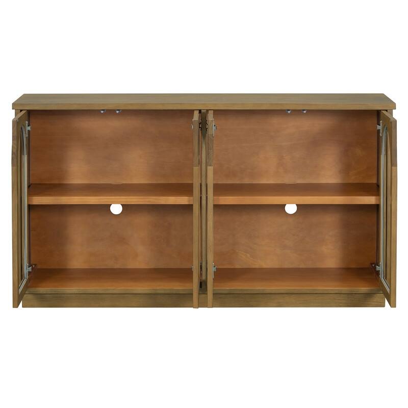 Spruce & Spring 4-Door Large Storage Buffet Cabinet with Glass Doors